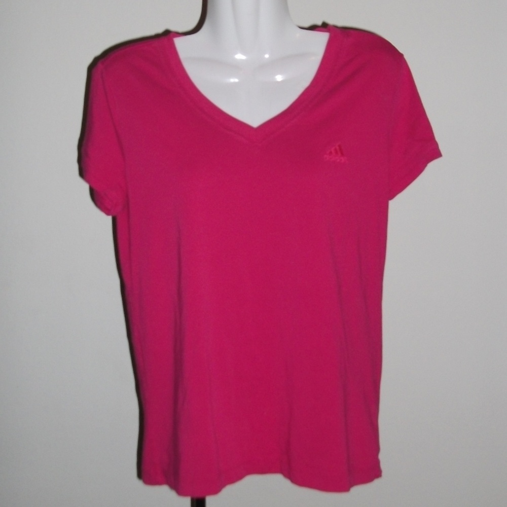 Adidas V Neck Pink Shirt Size: M